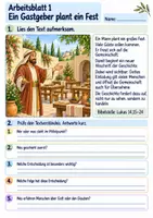 Vorschau - Arbeitsblätter - Jesus erzählt vom großen Fest | Religion Klasse 3 Arbeitsblätter | Evangelische Religionslehre | 10 Arbeitsblätter als PDF - Seite 1
