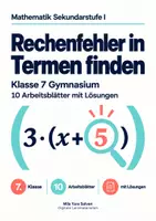 Vorschau - Arbeitsblätter - Rechenfehler in Termen finden - Deckblatt