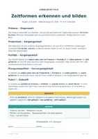 Vorschau - Arbeitsblätter - Zeitformen erkennen und bilden | Arbeitsblätter mit Lösungen - Deckblatt
