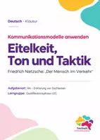 Vorschau - Arbeitsblätter - Klausur Erörterung Q1: Nietzsche „Der Mensch im Verkehr“ – Aphorismen & Kommunikationsmodelle (Schulz von Thun, Watzlawick) mit Erwartungshorizont - Deckblatt