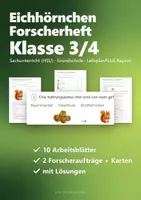 Vorschau - Arbeitsblätter - Eichhörnchen Forscherheft Klasse 3/4 – Sachunterricht Herbst mit Sachtexten, Nahrungskette, Winterruhe und Lösungen (HSU) - Seite 1