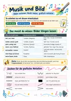 Vorschau - Arbeitsblätter - Musik und Bild – differenziertes Arbeitsmaterial Klasse 5/6: Bilder vertonen, Musik malen, grafische Notation (3 Niveaustufen) - Deckblatt