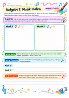 Vorschau - Arbeitsblätter - Musik und Bild – differenziertes Arbeitsmaterial Klasse 5/6: Bilder vertonen, Musik malen, grafische Notation (3 Niveaustufen) - Seite 2