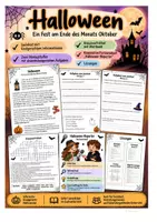 Vorschau - Arbeitsblätter - Halloween – Kreuzworträtsel & Aufgaben, Klasse 3/4 - Deckblatt