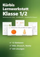 Vorschau - Arbeitsblätter - Kürbis Paket Herbst Grundschule – 2 Lernwerkstätten (Klasse 1/2 und 3/4) plus 3D-Kürbis basteln: Sachunterricht, Deutsch, Mathe, Kunst - Seite 1