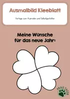 Vorschau - Mal- und Bastelvorlagen - Ausmalbild Kleeblatt Neujahr - Deckblatt