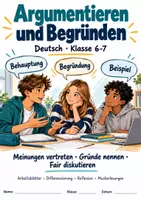 Vorschau - Arbeitsblätter - Deutsch-Materialpaket Klasse 6–7: Argumentieren und Begründen · Fakten und Meinungen unterscheiden · Inhaltsangaben schreiben · Personen und Figuren beschreiben · Hauptsätze und Nebensätze · Berichte schreiben - Seite 1