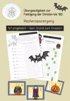 Vorschau - Arbeitsblätter - Division Übung Halloween Rechenspaziergang - Deckblatt