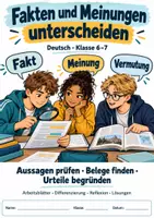 Vorschau - Arbeitsblätter - Fakten und Meinungen unterscheiden - Klasse 6-7 - Deckblatt