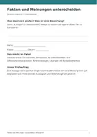 Vorschau - Arbeitsblätter - Fakten und Meinungen unterscheiden - Klasse 6-7 - Seite 1