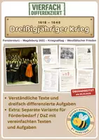 Vorschau - Arbeitsblätter - Dreißigjähriger Krieg - vierfach differenziert - Extramaterial Förderbedarf - Deckblatt