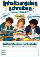 Vorschau - Arbeitsblätter - Inhaltsangabe schreiben - Klasse 6-7 mit Musterlösungen - Deckblatt