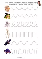 Aperçu - Feuilles d'exercices - Halloween – Graphisme : suivre les chemins - Page 1