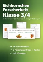 Vorschau - Arbeitsblätter - Eichhörnchen Forscherheft Klasse 3/4 – Sachunterricht Herbst mit Sachtexten, Nahrungskette, Winterruhe und Lösungen (HSU) - Deckblatt