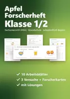 Vorschau - Arbeitsblätter - Apfel Forscherheft Klasse 1/2 – Sachunterricht Herbst mit Versuchen, Protokollen, Steckbrief und Lösungen (HSU) - Deckblatt