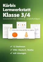 Vorschau - Arbeitsblätter - Kürbis Lernwerkstatt Klasse 3/4 – 12 Stationen Sachunterricht, Deutsch und Mathe im Herbst mit Bildkarten und Lösungen - Deckblatt