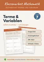Vorschau - Klassenarbeiten - Klassenarbeit Terme und Variablen Klasse 7 – Gruppe A & B mit Lösungen (PDF + Word) - Deckblatt