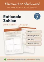 Vorschau - Klassenarbeiten - Klassenarbeit Rechnen mit rationalen Zahlen Klasse 7 – Gruppe A & B mit Lösungen (PDF + Word) - Deckblatt