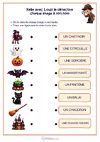 Aperçu - Feuilles d'exercices - Halloween – Relie les images à leurs noms - Page 1