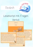 Vorschau - Aufgabenkarten - Lesekartei Herbst mit Fragen - Deckblatt