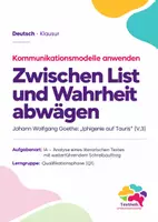 Vorschau - Arbeitsblätter - Klausur Kommunikation Q1: Goethe „Iphigenie auf Tauris“ – List, Wahrheit & Watzlawick - Deckblatt