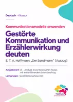 Vorschau - Arbeitsblätter - Klausur Kommunikation Q1: E. T. A. Hoffmann „Der Sandmann“ – gestörte Kommunikation & Vier-Seiten-Modell - Deckblatt