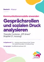 Vorschau - Arbeitsblätter - Klausur Kommunikation Q1: Fontane „Effi Briest“ – Gesprächsrollen, sozialer Druck & Watzlawick - Deckblatt