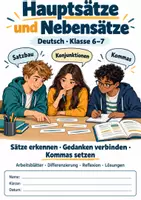 Vorschau - Arbeitsblätter - Hauptsätze und Nebensätze - Klasse 6-7 mit Lösungen - Deckblatt