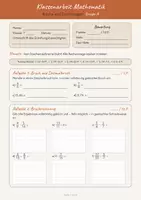 Vorschau - Klassenarbeiten - Klassenarbeit Brüche und Zuordnungen Klasse 7 – Graphen, Dreisatz, Gruppe A & B (PDF + Word) - Seite 1