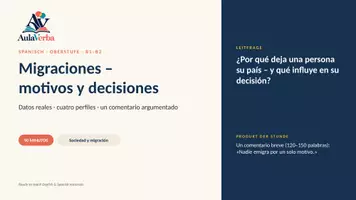Vorschau - Stundenentwürfe - Migraciones – motivos y decisiones | Spanisch Oberstufe | Migrationsmotive, reale Daten & Kurzkommentar | 90 Min - Deckblatt