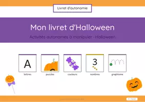 Aperçu - Feuilles d'exercices - Livret d'autonomie - Halloween - Page de couverture