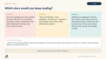 Vorschau - Stundenentwürfe - Literary Choices | Englisch Klasse 10 | Gestaltungsmittel in Kurzgeschichten analysieren | 90 Min - Seite 3