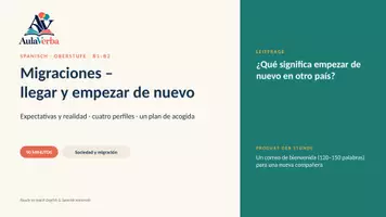 Vorschau - Stundenentwürfe - Migraciones – llegar y empezar de nuevo | Spanisch Oberstufe | Ankommen, Erwartung & Realität | 90 Min - Seite 1