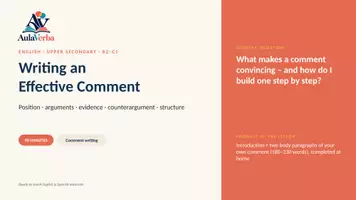 Vorschau - Stundenentwürfe - Writing an Effective Comment | Englisch Oberstufe | Argumentation, Struktur & Sprache | 90 Min - Seite 1