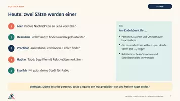 Vorschau - Stundenentwürfe - Relativsätze im Kontext | Spanisch Klasse 10 | Relativpronomen kommunikativ anwenden | 90 Min - Seite 3