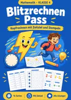 Vorschau - Arbeitsblätter - Blitzrechnen Pass, Übungs-Set Mathe, Klasse 4 - Seite 1