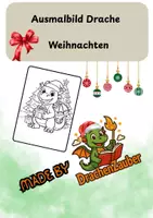 Vorschau - Mal- und Bastelvorlagen - Ausmalbild Drache – Weihnachten - Deckblatt