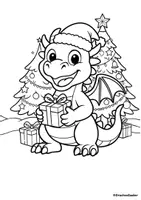 Vorschau - Mal- und Bastelvorlagen - Ausmalbild Drache – Weihnachten - Seite 1