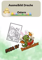 Vorschau - Mal- und Bastelvorlagen - Ausmalbild Drache – Ostern - Deckblatt