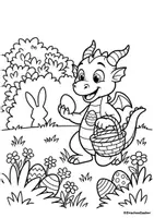 Vorschau - Mal- und Bastelvorlagen - Ausmalbild Drache – Ostern - Seite 1