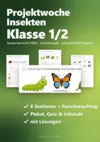 Vorschau - Arbeitsblätter - Insekten Projektwoche Klasse 1/2 – Lernwerkstatt Sachunterricht mit 8 Stationen: Biene, Schmetterling, Marienkäfer, Insektenhotel (HSU) - Seite 1