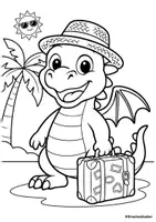 Vorschau - Mal- und Bastelvorlagen - Ausmalbild Drache – Sommerurlaub - Seite 1