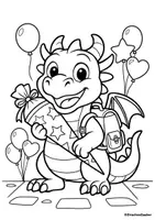 Vorschau - Mal- und Bastelvorlagen - Ausmalbild Drache – Einschulung - Seite 1