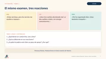 Vorschau - Stundenentwürfe - Jóvenes, estrés y emociones | Spanisch Oberstufe | Gefühle ausdrücken & Ratschläge geben | 90 Min - Seite 3