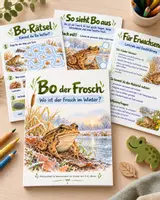 Vorschau - Arbeitsblätter - Bo der Frosch – Wo ist der Frosch im Winter? | Mitmachheft - Deckblatt