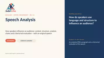 Vorschau - Stundenentwürfe - Speech Analysis | Englisch Oberstufe | Redeanalyse, Wirkung & Bewertung | 90 Min - Seite 1