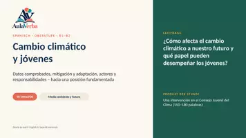 Vorschau - Stundenentwürfe - Cambio climático y jóvenes | Spanisch Oberstufe | Daten, Maßnahmen & Verantwortung | 90 Min - Seite 1