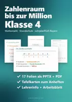 Vorschau - Arbeitsblätter - Zahlenraum bis 1 Million Tafelbild & Präsentation Klasse 4 – Stellenwerttafel, große Zahlen, Runden | PowerPoint + PDF, Tafelkarten - Deckblatt