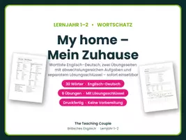 Vorschau - Arbeitsblätter - Zuhause – Wortschatz Englisch mit Übungen - Deckblatt