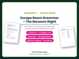 Vorschau - Stationenlernen - Escape Room Grammatik Englisch Klasse 9 - Deckblatt
